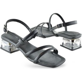 Resim 1095 Arkası Açık Kadın Topuklu Ayakkabı 5 Cm Abiye Düğün Nişan Kına Gecesi Siyah 