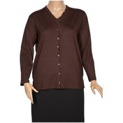 Resim Cimariva Kadın Ülkü Büyük Beden Fırfırlı V Yaka Kahverengi Bluz 001 