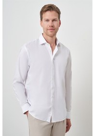 Resim Erkek Beyaz Pamuk Trend Slim Fit Dar Kesim Non Iron Gömlek 25mc004034600 Beyaz Beyaz 