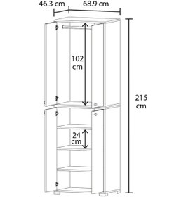 Resim Bükreş No.3 3raflı Askılı Gardırop Çam-beyaz Atlantik Çam - Beyaz 