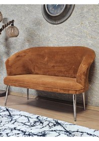 Resim Zafir İkili Teddy Krom Kaplama Sivriltme Ayak Çay Seti Koltuk İkili Berjer , Balkon, Salon, Ofis Kiremit 