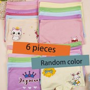 Resim 6 Paket Kızlar için Sevimli Karikatür Taç Baskılı Pamuklu Boxer Külotlar, Rahat Nefes Alabilen Esnek Çocuk İç Çamaşırı, Tüm Mevsimler İçin Örgü Kumaş, Normal Beden - Rastgele Renk 