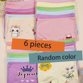 Resim 6 Paket Kızlar için Sevimli Karikatür Taç Baskılı Pamuklu Boxer Külotlar, Rahat Nefes Alabilen Esnek Çocuk İç Çamaşırı, Tüm Mevsimler İçin Örgü Kumaş, Normal Beden - Rastgele Renk 