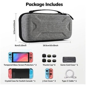 Resim Gaojunshop01 Nintendo Switch 14ü1 Aksesuar Seti Gri Taşıma Çantası Ekran Koruyucu 