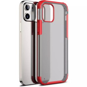 Resim Apple Iphone 12 Mini Kılıf Frosted Frame Kırmızı 