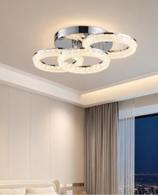 Resim Gomez 3'lü Krom 3 Renkli Modern Plafonyer Led Avize Krom 