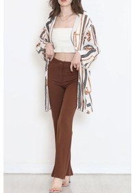 Resim Desenli Kimono Beyazkahve - 1658.1095. Çok Renkli 