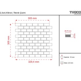 Resim Tuqco Dogal Tas 2,3 x 4,8 cm Brick Traverten Eskitme Mermer Mozaik 
