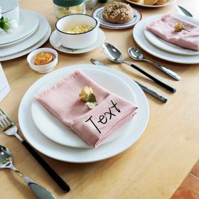 Resim 1 Adet Özel İsimli Yüksek Kalite Fransız Pamuk Karışımı Peçete - Kişiselleştirilmiş Nakışlı İsim + Püskül Tek Renk Keten Minder, Şık Düğün/Kokteyl/Rustik Parti Masa Örtüsü Dekoru, Yeniden Kullanılabilir Peçeteler, Anneler Günü Hediyesi 