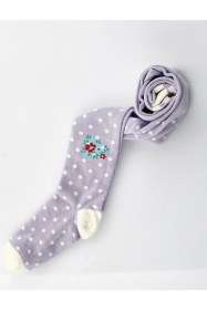 Resim Veraye Socks Çiçek Desen Puanlı Kız Külotlu Çorap Pamuklu Penye 3'lü Kırmızı-mor-pembe 