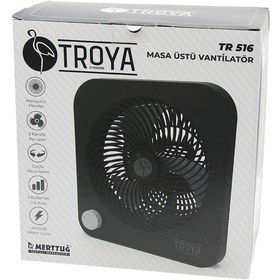 Resim Masa Üstü Vantilatör Fan 22cm 3 Kademe Hız 40w 3 Pervane Siyah Pls.stand 28x27x13cm Tr-516 5250 