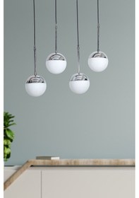 Resim Roza 4 Lü Krom-siyah Metal Gövde Beyaz Camlı Tasarım Lüx Sark... Krom 