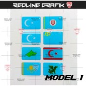 Resim 3M Eski Türk Devletleri Bayrakları 3d Sticker Seti 