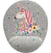 Resim Unicorn Ve Çiçek Desenli Bilek Destekli Mouse Pad 