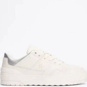 Resim Tommy Hilfiger Deri Renk Bloklu Basketbol Sneaker Beyaz 