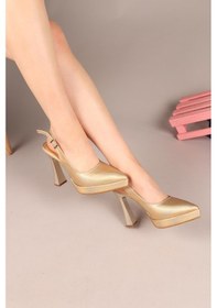 Resim Birikon Renisa Platform Topuklu Stiletto Gold-8205 Gold 