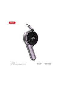 Resim Xo Cc65 60w Makaralı Araç Şarjı - Dahili Type-c Kablolu Çift Çıkışlı Hızlı Şarj 