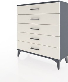 Resim Arges Şifonyer 5 Çekmeceli 88x30x96 Antrasit-aytaşı Antrasit 