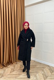 Resim Yaren Premium Kumaş Broş Detay Kaban Siyah 5511-SIYAH - 44 