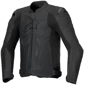 Resim Alpinestars Dusk Airflow Korumalı Deri Motosiklet Montu Siyah Siyah 