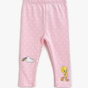 Resim Kız Bebek Tweety Baskılı Tayt Puantiyeli Pamuklu 