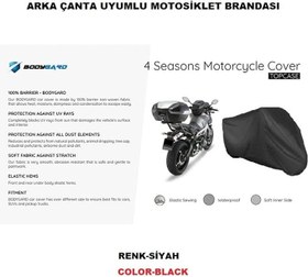 Resim BODYGARD Haojin Hj150t-6c Motosiklet Brandası Arka Çanta Uyumlu Branda,örtü-siyah 