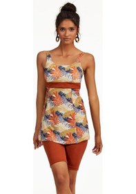 Resim Argento 0551-9165 Yaprak Desenli Yarı Kapalı Taytlı Tankini Kiremit 