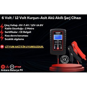 Resim Yokohama 6 Volt 12 Amper Akü Ve Ucomen 6/12 Volt 2 Amper Şarj Aleti 