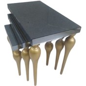 Resim Zigon TOMBUL ayak Model Kayın Torna MDF tabla Parlak gold Boya İskelet Füme cam Kaplama El Yapım 