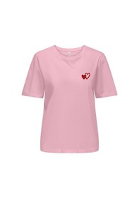 Resim Only Onlhappy S/s Emb Top Jrs Kadın T-shirt 15370117 Pembe 