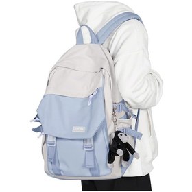 Resim Hafif Okul Çantası Günlük Günlük Sırt Çantası Üniversite Dizüstü Bilgisayar Sırt Çantası Erkekler Kadınlar Suya Dayanıklı Seyahat Sırt Çantası Spor Lise Ortaokul Kızlar İçin Kitap Çantası Mavi Çok Renkli 