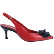 Resim Poletto Hakiki Deri Kırmızı-sıyah Ayakkabı Stiletto 9841 92 V1-2529 Kırmızı - Siyah 