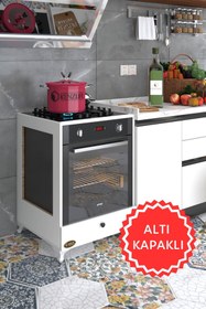 Resim Kenzlife Ankastre Modülü Kabini Altın3 Byz Fırın Ocak Dolabı Kapaklı Ayaklı 