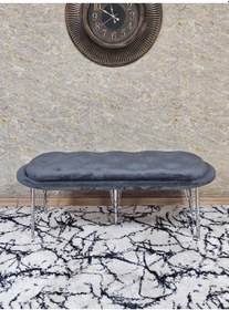 Resim Zafir Ufo Oturak Bench - Krom Kaplama Telli Ayak - Oturak - Bench - Puf - Yatak Ucu Pufu Füme 