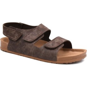 Resim Fly Soft S963 Poli Hafif Taban Cırtlı Erkek Sandalet Kahve Kahve 