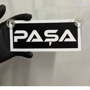 Resim Siyah Renk Üzeri Beyaz Renk Paşa Yazılı Vantuzlu Cam Süsü 