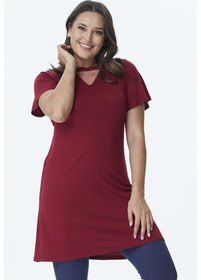 Resim Myline Boyun Detaylı Penye Tunik-bordo Bordo 