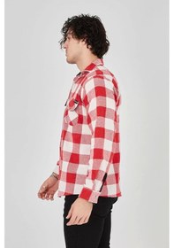 Resim Erkek Uzun Kollu Oduncu Gömlek - Kırmızı Kırmızı 
