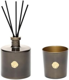 Resim MİSSİ Siyah Golden Glow 500 ml Black Vanilya Oda Kokusu ve Mumluk Hediye Seti (Dekoratif Sıvama Kutulu) 