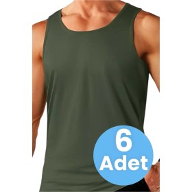 Resim Tezzgelsin Erkek Pamuklu 6'lı Atlet Asker Atleti Asker Çamaşırı Yeşil 