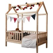 Resim 90x190 Çatılı Montessori Yatak Ahşap Karyola 