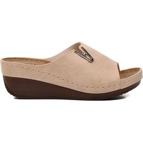 Resim Ayakmod 38-973 Bej Kadın Dolgu Topuk Terlik 001 