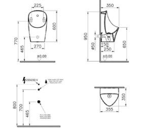 Resim Vitra M-Line Temassız Pisuvar Elektrikli+Pilli 