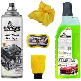 Resim Ebrayn Oto Şampuan Motor Temizleyici Eldiven Sünger Microfber Bez 