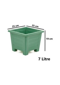 Resim Omnipazar Sy-5846 Dekoratif Plastik Kare Ayaklı Saksı 7 Lt Yeşil 6 Adet 