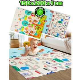 Resim Circle Toys Neşeli Zürafa + Taşıtlar , Katlanabilir Çocuk Oyun Halısı - 150X200X1 cm - Taşıma Çantası Yanında 