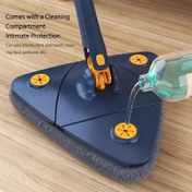 Resim 1 Set Üçgen 360° Dönen Mop Uzun Sap ile, El Değmeden Islak/Kuru Çift Kullanımlı Zemin, Duvar, Tavan, Köşe Temizlik Aracı Oturma Odası için - Pil Gerekmez 
