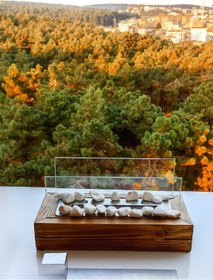 Resim Alitiki Ahşap Masa Üstü Şömine 