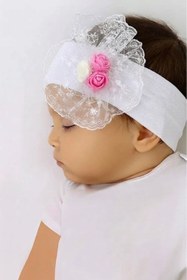 Resim Esinti Yenidoğan Kız Bebek Çocuk Bandana ve Patik Çorap Seti (0-3 Ay) 