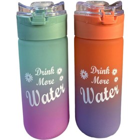 Resim Live House Ikili Motivasyonel Cam Su Matarası Su Şişesi Suluk 500 ml Bpa Içermez Mavi Ve Turuncu 